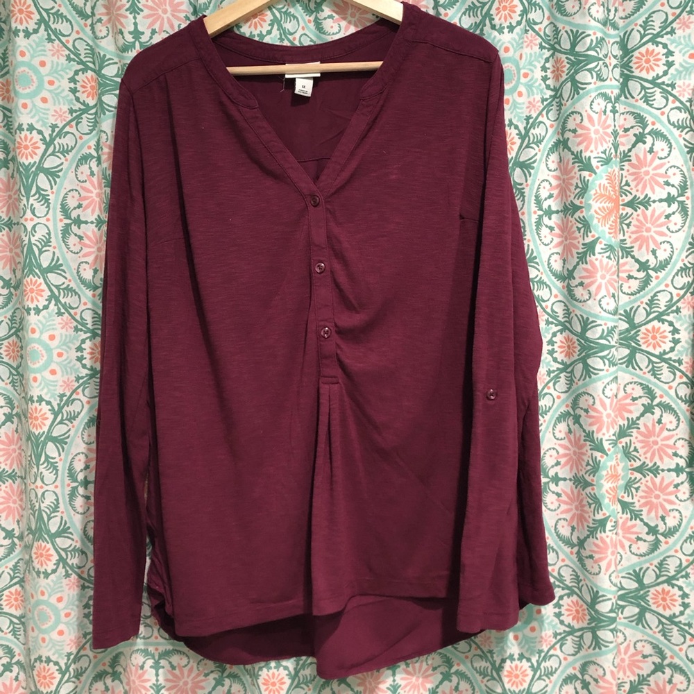 Ava & Viv Maroon Long Sleeve Blouse